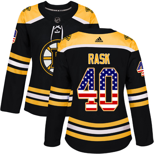 Adidas Bruins #40 Tuukka Rask Black Home Authentic USA Flag Women's Stitched NHL Jersey